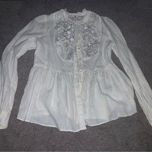 Gorgeous Anthropologie Floreat gold and white button down blouse